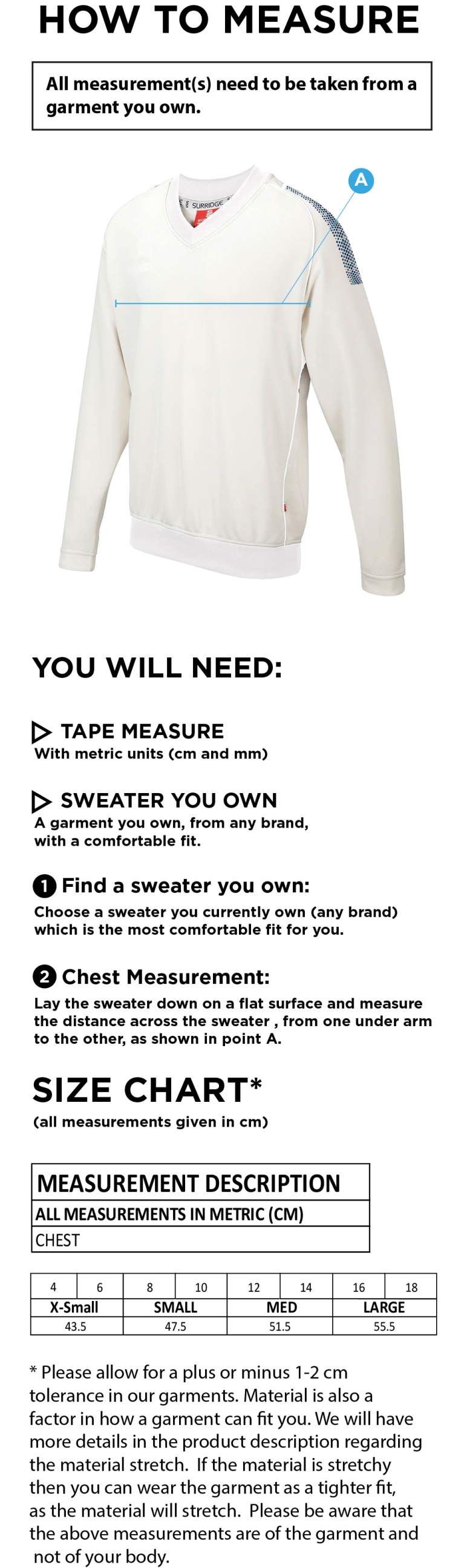 LONGRIDGE CC BLAST LONG SLEEVE WOMEN'S SWEATER - Ivory - Size Guide