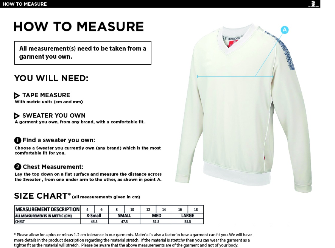 LONGRIDGE CC BLAST LONG SLEEVE WOMEN'S SWEATER - Ivory - Size Guide